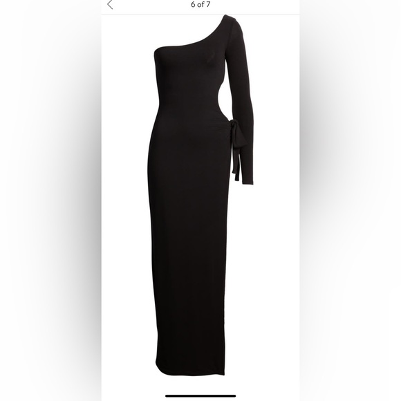 naked wardrobe one shoulder dress One-Shoulder Long Sleeve Maxi Sweater Dress (Women)